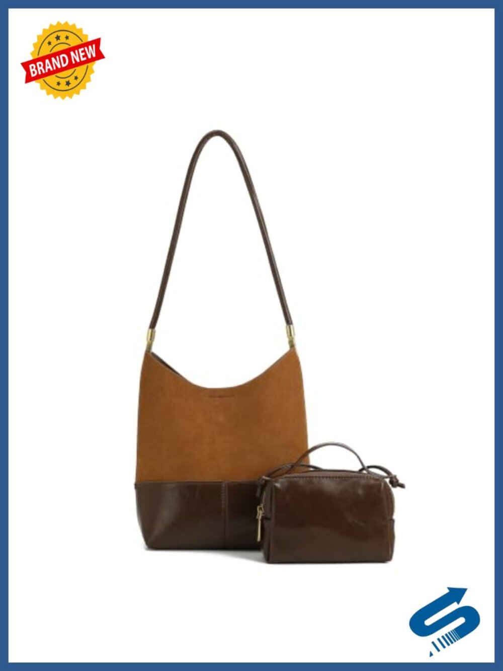 Faux Suede Hobo Shoulder Bag Small Lightweight Underarm Purse